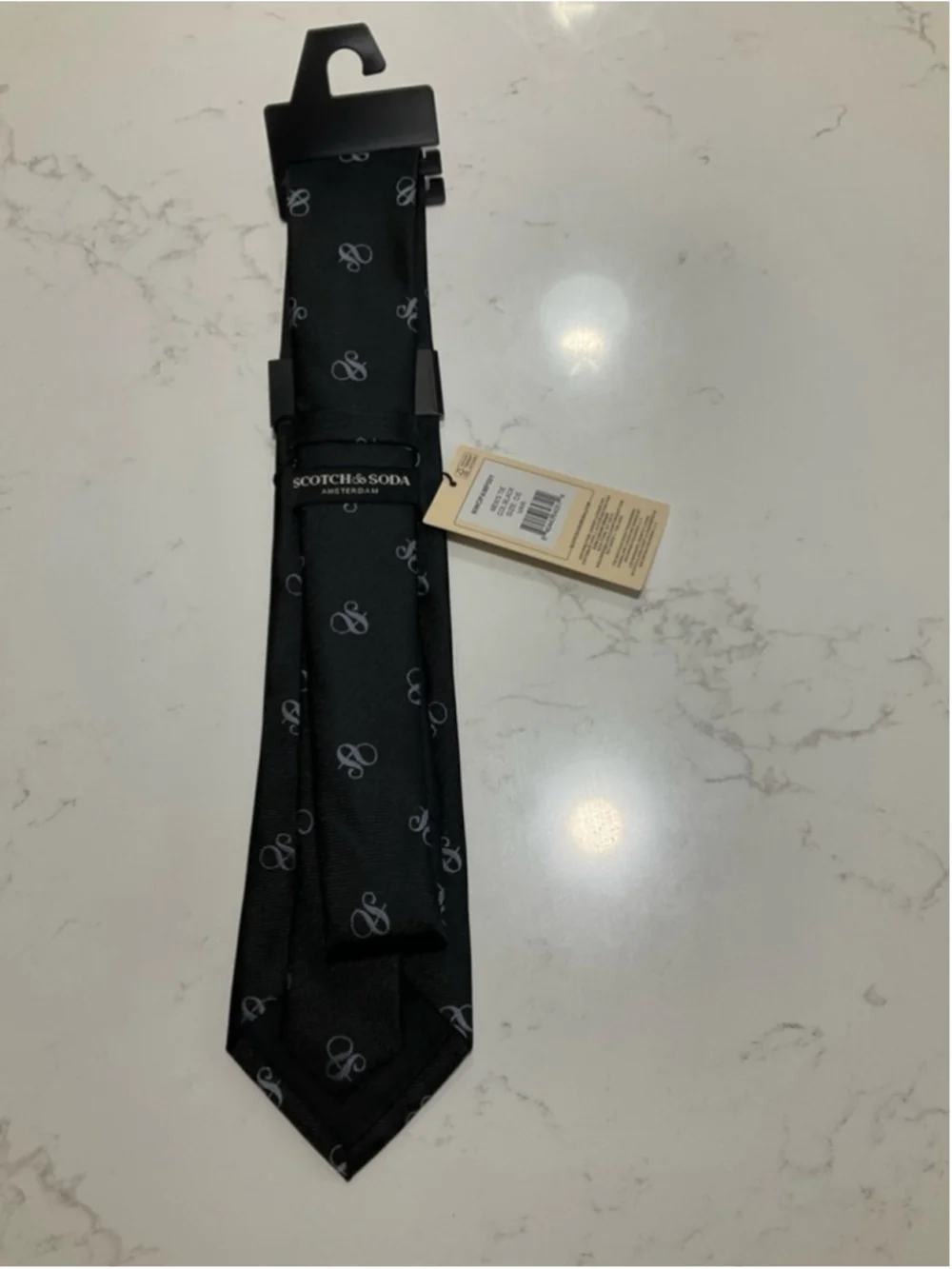 Scotch & Soda Men's Repeating Logo Tie Black and Gray NWT